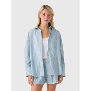NEW ASHER karis button down striped shirt in brown/ blue